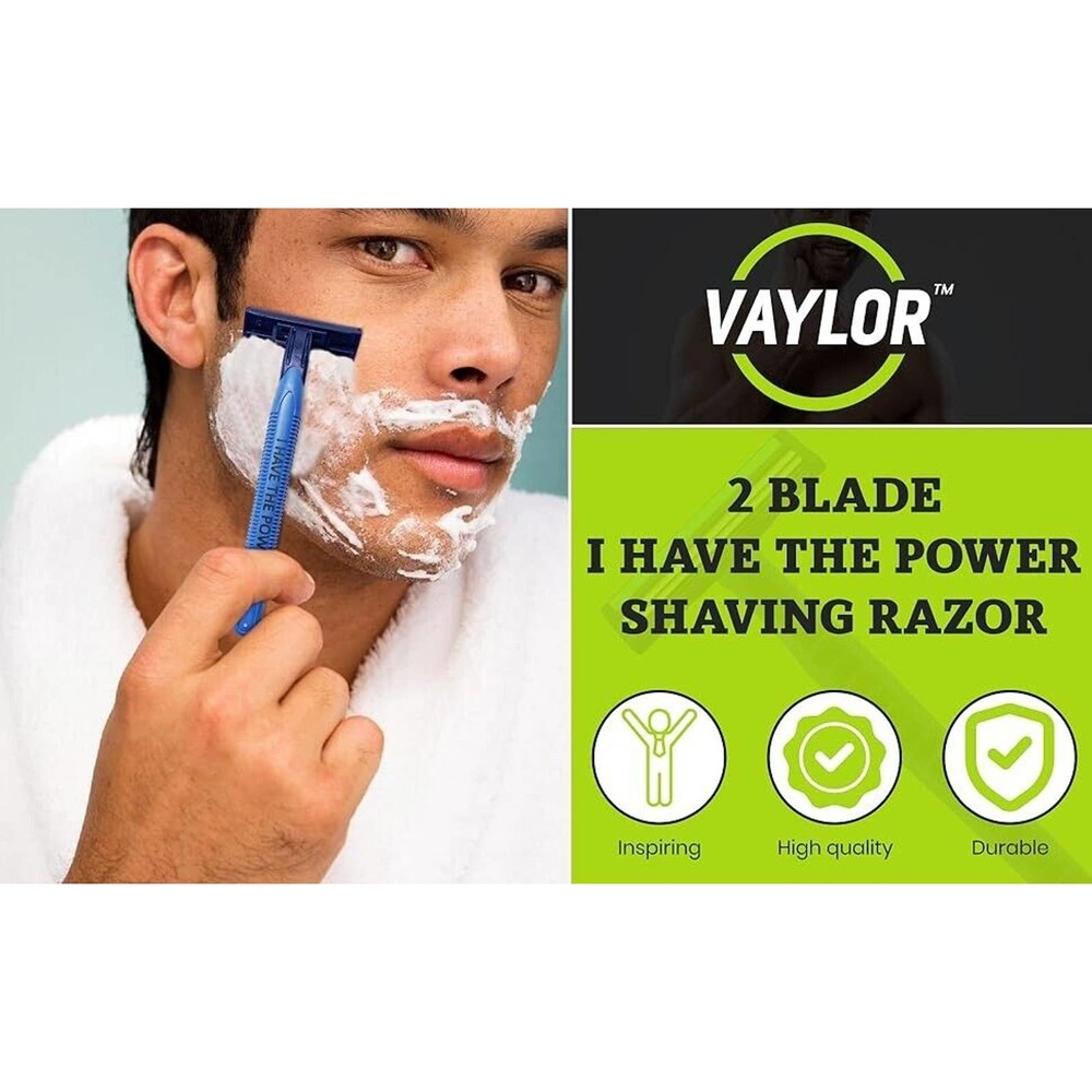 Vaylor Twin 2 Blade Mens Shaver Shaving Razor I HAVE THE POWER, 100 Razors